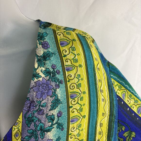 Vintage Bentley Plus Women's 20 Boho Rayon Button-Up Shirt Floral Festival Top - Picture 6 of 16